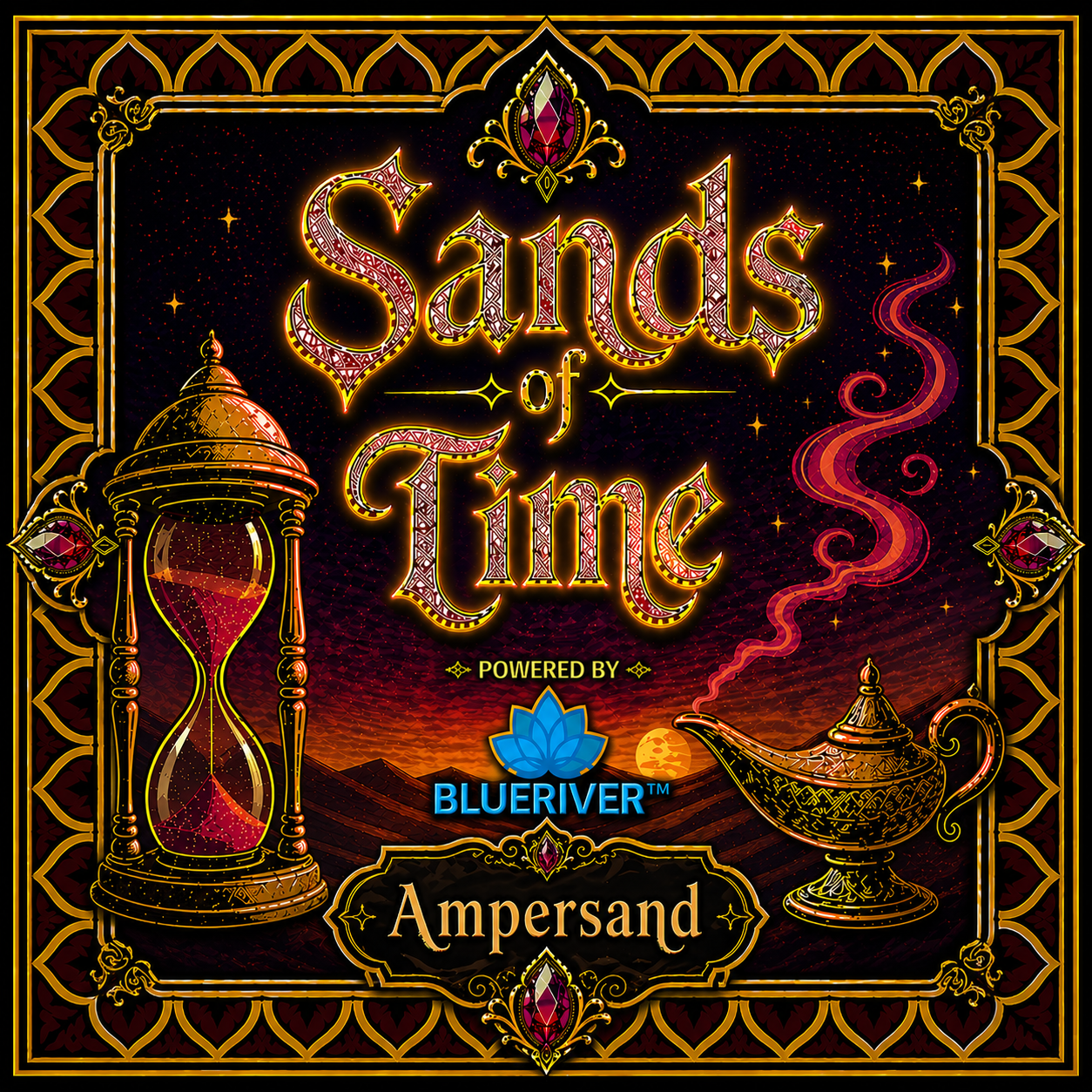 Sands of Time Ampersand — ornate hourglass and genie lamp artwork